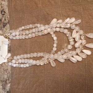 Large Beaded Women's Necklace Blush Pink With Earring Set